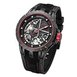 OBLVLO Men's Designer Mechanical Watch Big Dial Hollow-Out Analog Waterproof Rubber Band Military Style RD-903 (RD-903-BRBL)