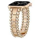 TOYOUTHS Beaded Bracelet Compatible with Apple Watch Bands 42/41/40/38mm Women, Dressy Fancy Stainless Steel Metal Elegant Jewelry Strap for iWatch Series 11 10 9 8 7 6 5 4 SE 3 2 1, Rose Gold