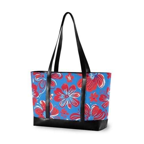 tplaotee Bright Red Floral Pattern essentials bags for laptops for women with zipper work bag with laptop for Travel Pool Swim Beach Vacation Necessities with tablet maletines para mujer