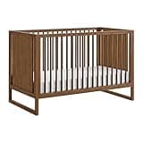 Nurture& The Crib - Baby, Toddler Convertible Crib | Sustainable Non-Toxic Materials | 3 Adjustable Heights - Grows with Your Baby (Toddler Guardrail NOT Included) (Walnut)
