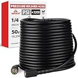 YAMATIC Pressure Washer Hose 50FT x 1/4", 3200 PSI Kink Resistant Power Washer Replacement Hose, M22-14mm Female Brass Fittings for Ryobi Troy-Bilt Greenworks Craftsman