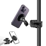 Khazylorr Mic Stand Phone Holder, for MagSafe Clamp Mount Phone Holder Handlebar, 360° Swivel Magnetic Microphone Stand Phone Mount Clip for iPhone 16 15 14 MAX Pro Samsung Galaxy Any Smartphones
