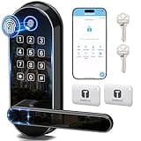 Bluetooth Fingerprint Smart Lock with Handle & Keypad – Fits Most US Doors, DIY Install, Keyless Entry: Code, FOB, Auto-Lock. Ideal for Home, Airbnb, Rental, Kids, Seniors. Alexa & Google Compatible