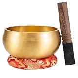 Tibetan Singing Bowls Copper Singing Bowl Handmade Buddhist Meditation Song Bowls Relaxation Fullmoon Sound Healing Yoga Set(13CM)