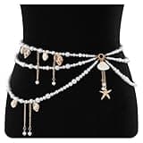 XZQTIVE Starfish Pearl Waist Chain Belts for Women Mermaids Seashell Pearl Belly Chain Gold Pirate Rave Festival Summer Bikini Beach Jewelry Accessories