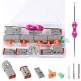 72Pcs DT Deutsch Connector Kit 5Sets 4 Pin Waterproof DT Connectors with Size 16 Solid Contacts Compatible with 14-20AWG Wires Durable Electrical Connectors for Automotive and Industrial Applications