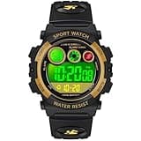 Dayllon Kids Digital Watch,Boys Digital Outdoor Sport Waterproof Watch,with Calendar 12/24H Alarm 7 Colorful Backlight Stopwatch Wristwatch for 3-15 Years Old-1451 Gold