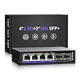 6 Port 2.5G Unmanaged Ethernet Switch, 4 x 2.5G Base-T Ports, 2 x 10G SFP+, Compatible with 100/1000/2500Mbps, Metal Fanless, Desktop/Wall Mount NICGIGA 2.5Gbe Network Switch for Wireless AP, NAS, PC