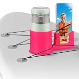 DINGLIAN Paddleboard Cup Holder, 2 in 1 Kayak Cup Holder, Stand Up Drink Bottle & Boat Phone Holder, Paddle Board and Kayak Accessories for Types of Cup Bottle Drink & Phone (Pink)