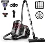 HawKam 1700W Canister Vacuum Cleaner, 45Kpa Bagless Vacuum Cleaner, Multi-Cyclonic Filtration, 2 Anti-Allergen HEPA Filters, 3.5QT Dust Cup, 4 Tools, No Hair Tangles for Hard Floor, Pet Hair, Navy