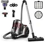 HawKam 1700W Canister Vacuum Cleaner, 45Kpa Bagless Vacuum Cleaner, Multi-Cyclonic Filtration, 2 Anti-Allergen HEPA Filters, 3.5QT Dust Cup, 4 Tools, No Hair Tangles for Hard Floor, Pet Hair, Navy