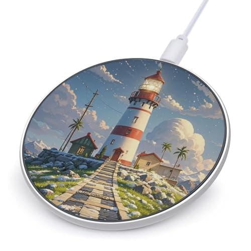 Lighthouse Wireless Charger with Aluminum Alloy Frame Qi Certified Fast Wireless Charging Pad 10W Charging Station Portable Phone Charger for All Wireless Charging Phone