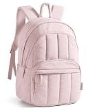 BAGSMART Womens Backpack Travel Laptop Backpack for Women, Quilted College Laptop Bookbag, Work Back Pack for Women, Cute Computer Water-Resistant Casual Daypack, Puffer Soft Pink