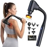 AERLANG Massager Gun with Heat Massage Gun with Extension Handle Fathers Day Gift for him Dad Back Massager Deep Tissue Muscle Massager Portable Percussion Massage Gun 10 Speeds& 7 Massage Heads