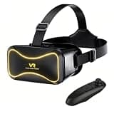 VR Headset for Phone with Controller, Virtual Reality Goggles for Kids & Adult 3D Family 110° FOV Anti-Blue Light HD Lenses, Compatible with iPhone17/16/15/14/13/12/11, Samsung, Android (Yellow)