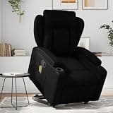 HBFDSFG Power Lift Recliner Chair with Vibration Massage, Manual Reclining Function, Black Faux Leather, 6 Massage Points, Cup Holders and Side Pocket
