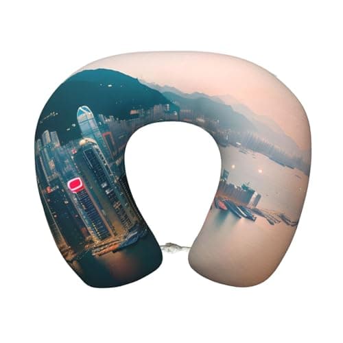 Hong Kong Print Memory Foam Travel Pillow Head Support Soft Pillow for Rest Airplane Car Home Use