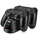 TNP PS4 Controller Charging Station Dock Stand PS-4 Dualshock Control Gamepad USB Port Dual Charger Cradle Base with Cable & LED Indicator for Sony Pro Slim Wireless Gaming Game (Black)