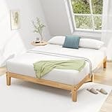 Awesofurni Queen Bed Frame, 12 Inch Solid Wood Platform Bed with Wooden Slats, Natural Finish Wood Bed Frame No Box Spring Needed, Noise Free - Easy Assembly