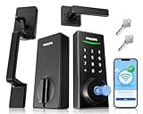 Philips Touchscreen WiFi Smart Lock with Handle Set, Built-in WiFi, Remote Control & Voice Control, Fingerprint Keyless Entry Door Lock, Smart Locks for Front Door Deadbolt, Auto-Lock, Matte Black