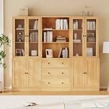 TUSY 71" H Bookshelf with Storage, Modern Bookcase with Drawer (Wood, ABA)