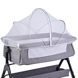 KALYVON Portable Bassinet Cover for Cats & 2-Way Zipper, Bassinet Mosquito Net Cover, Breathable Bassinet Net Cover, Mosquito Net for Baby Crib to Keep Cats/Bugs Out (White)