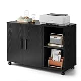 DEVAISE Office Storage Cabinet with Doors and Shelves, Lateral Printer Stand for Office Supplies and File Storage, Filing Cabinet for Home Office, Black