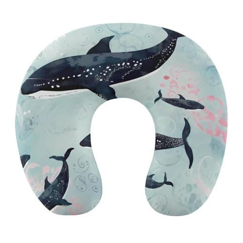 MUSM Whale Travel Pillow for Sleeping Comfortable Portable U Shaped Pillows for Airplane Car Train Lightweight Memory Foam Neck Pillow for Home Office Travelling
