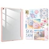 Joyland Case for iPad 10th Generation 10.9 inch 2022/iPad (A16) 11th Gen 11 Inch 2025 with Pencil Holder,Sea Conch Shockproof Cover Transparent Acrylic Back Shell Auto Wake/Sleep,Pink