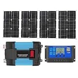 100W Foldable Solar Panel Kit with 300W Power Inverter 12V DC to 110V/220V AC and 30A Charge Controller, Portable Off Grid Power System for RV Camping and Emergency Backup (110V)