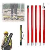 36mm Thickened Electrical Rescue Operating Pole Kit, Insulated Rescue Working Pole 10 20 30 Ft for Live-Line Work, Spliceable Hot Stick with Strage Bag(Red,12m 6-Section 750kv)