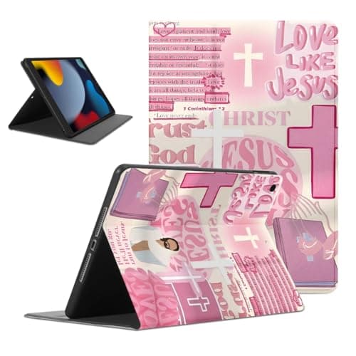 Mrtponk Stylish Collage Christian Jesus Tablet Case for iPad 4 Case 9.7 Inch,Cross Pattern for Women Men Teens Protective Cover Flip PU Leather Stand Funda