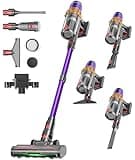 LIBINO Cordless Vacuum Cleaner, 650W 55KPA 70Mins Anti-Tangle Wireless Vacuum,Rechargeable Vacuum with Green Light,Powerful Stick Vacuum for Home Carpet/Hardwood Floors,Purple