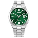 Citizen Men's Automatic Tsuyosa Sport Luxury Watch, Silver-Tone Stainless Steel, Green Dial, 3 Hand with Date, 42 Hour Power Reserve (Model: NJ0150-56X)