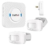 Bed Alarm for Elderly Care with 2 Motion Sensors and Plug-in Receiver, Caregiver Pager for Seniors, Bed Exit and Doorway Alert with Chime and Flashing Light, Hallway Motion Detector, No WiFi Needed
