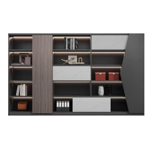 Modern Office File Cabinet with Large Storage Capacity, Wooden Storage Cabinet for Office Documents, Freestanding Filing Cabinet with Organized Compartments for Home & Business Use (G, L 280cm/110in)