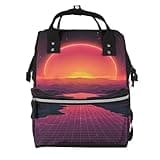 Pioyoku Vaporwave Sunset (12) Print Diaper Bag Backpack -Multifunction Travel Baby Diaper Bag,Baby Bags For Girls Boys
