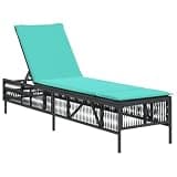 KMUNGDWG Sun Lounger with Cushion Black Poly Rattan, PE Rattan Adjustable Backrest Sun Lounger with 5 Positions, Thick Padded Cushion with Removable Washable Cover, Powder-Coated Steel