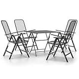 KGHFDVB 5 Piece Patio Dining Set with Expanded Metal Mesh Chairs, Anthracite Outdoor Dining Set for 4, Foldable Table and Chairs with 7-Position Adjustable Backrests