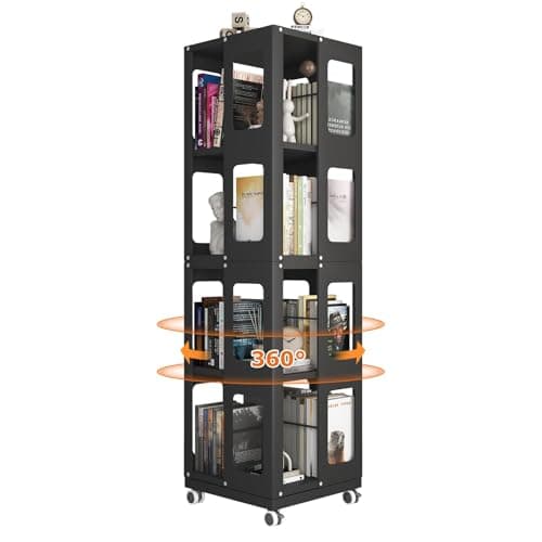 Omethey 360° Rotating Stackable Shelves Bookshelf Organizer - Black (5 Tier)