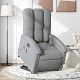 KHNLGFR Electric Power Lift Recliner Chair for Elderly with Massage, Light Gray Fabric, 6 Massage Points, Vibration Function, Side Pocket, 135 Degree Recline