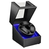 J&T Technology Watch Winder for Automatic Watches,Automatic Watch Winder with LED Light,Rotating Watch Case with Japanese Quiet Motor,4 Rotation Modes,USB Type C