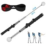 FODESAN Retractable Golf Swing Trainer, Training Aid with Grip Trainer, Swing Mechanics for Beginners & Tempo Training for Advanced, Click Feedback, Arm Connection, Indoor/Outdoor, Golf Gift for Dad