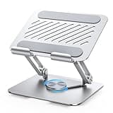 UGREEN Tablet Stand Holder for Desk with 360° Rotating Base Aluminum Dual Rod Support Adjustable Home Office Accessories Compatible with iPad Pro 13 12 11 Air Mini 5 4 3 Phone E-Reader Silver