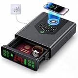 Biometric Safe with Wireless Charging, 6 Methods Quick Access Bedside Safe, LCD Display, Alarm Clock | Temp | Humidity