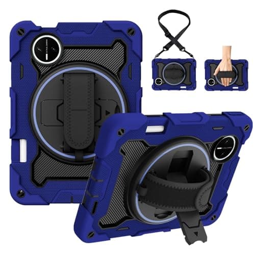 TIANDAFEIJIUA Shockproof Case for Huawei MatePad Mini 8.8" Tablet Cover, Kids Case TPU Case Heavy Duty Kickstand Rugged Protective Case with Hand Strap Carrying Strap(Dark Blue)