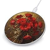 Poppy Flame Wireless Charger Magnetic Phone Induction Charger 10w Fast Wireless Charging Station Compatible with iPhone 17 16 15 14 13 12 Pro Max Samsung Galaxy S25 S24 S23