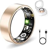 FKGZJF Smart Rings for Women Men, Fitness Ring with Heart Rate, Blood Oxygen, HRV, Stress, Sleep Tracker, Step Tracker, No Subscription Fee, lP68 Waterproof Smart Ring for iPhone & Android (Gold 7#)