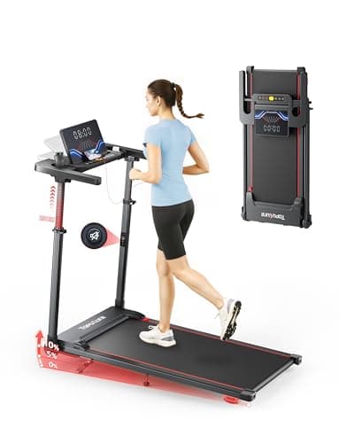 TOPUTURE Walking Pad with Adjustable Handle Bar & Incline, Foldable Treadmills for Home, Portable Walking Pad with Desk, LED Display & App and Remote Control