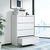 Calivox Lateral File Cabinet, 4-Drawer Metal Filing Cabinet with Lock, 35.4 Inch Wide Office Storage Cabinet for Letter Legal A4 Files, Anti-Tip Interlock
